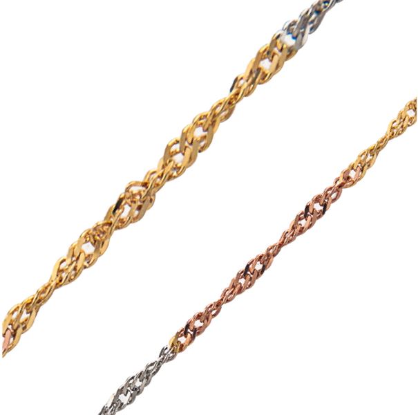 Singapure 3 oros - 0.8 mm (1.0g 40cm) Cadena italiana Joyas Diamex 
